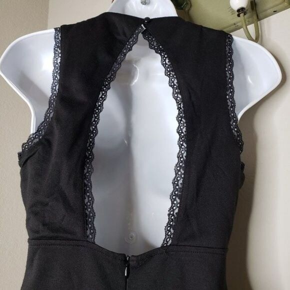 Socialite lace trim keyhole bodycon dress black size small - Picture 9 of 16